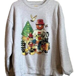 Men's Chinatown Market Support Your Friends Gray Crewkneck Sweathshirt Critter